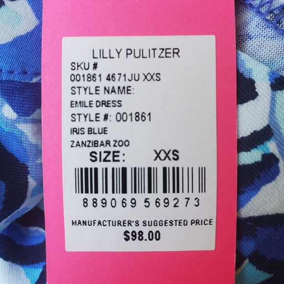 Lilly Pulitzer Emile Iris Blue Zanzibar Zoo XXS - Picture 4 of 8